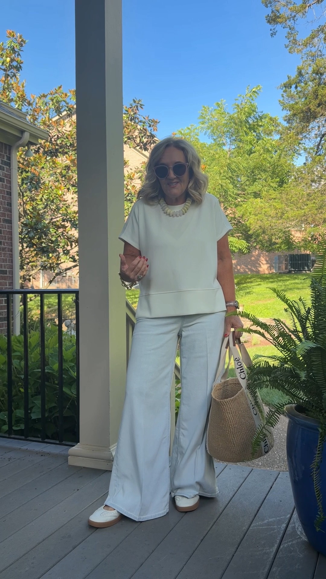 Oh my these jeans 
Wearing a med petite. Lightwash and lightweight. 
Top is air essentials super soft and loose. Medium. 

A few sale items on Julie Vos

 #LTKOver40 #LTKPetite

#LTKootd