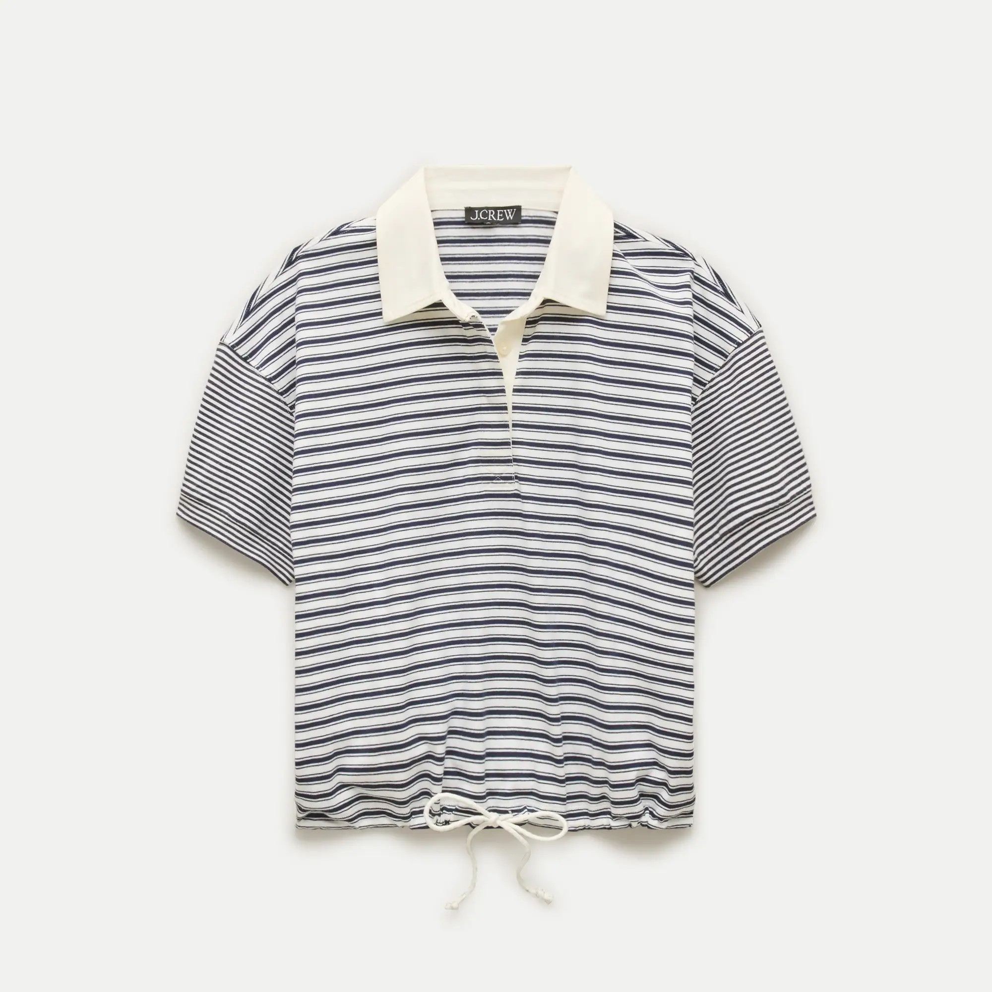 Boyfriend jersey drawstring-waist polo shirt in stripe | J. Crew US