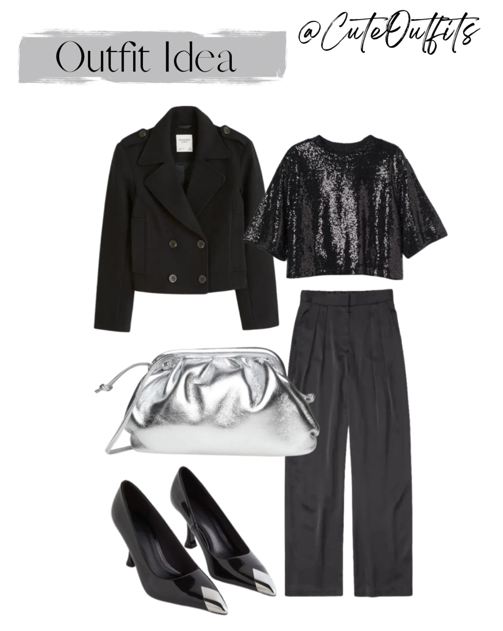 Black cropped jacket
Black sequin top
Black satin wide leg pants
Black heels
Holiday outfit 
NYE outfit 

#blacksequintop
#blackwidelegpants
#winterdatenight
#winterdressshoes
#blackheels

#LTKshoecrush #LTKSeasonal #LTKHoliday