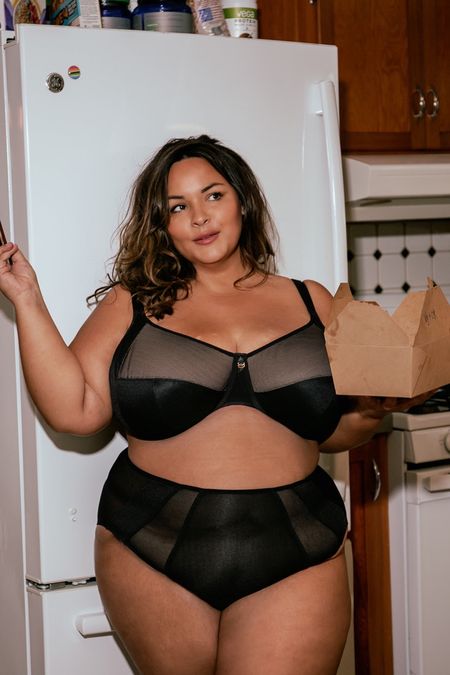 To my fuller figured busty babes, Elomi Bras is where it is at!!!! 
Love this Kintai set (sold separately). Lined mesh gives it a sultry look without it being see-through. So comfortable and sassy. 
I’m wearing a 36K and a size 20 bottoms! I could size down to an 18 since I am considered petite plus. 

#LTKstyletip #LTKcurves #LTKunder100