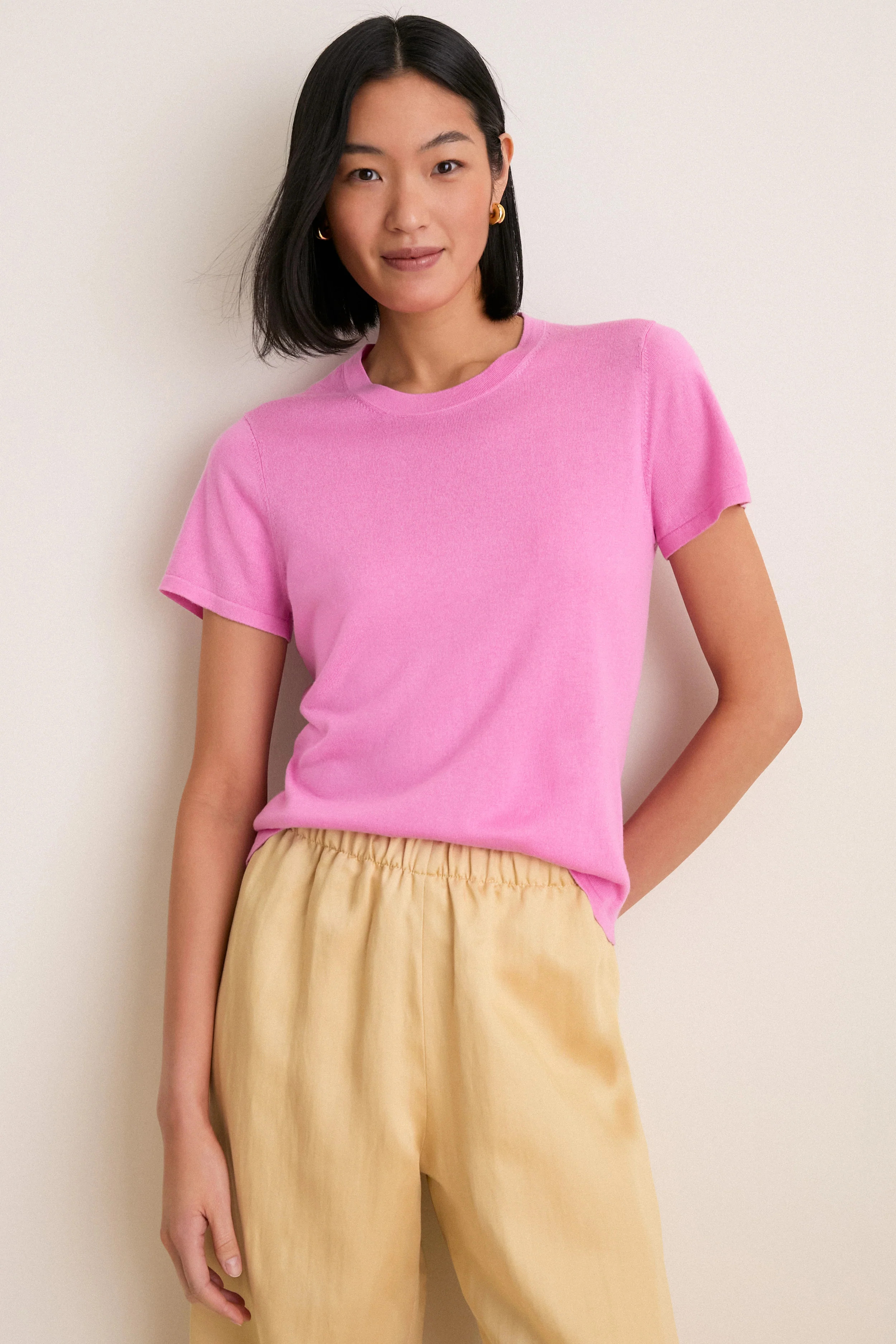 Carnation Pink Cashmere Silk Katie Tee | Tuckernuck (US)