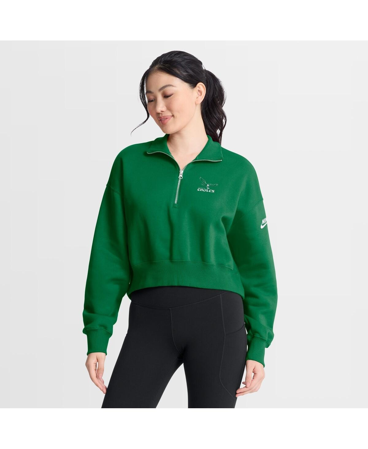 Nike Women's Kelly Green Philadelphia Eagles Phoenix Fleece Quarter-Zip Sweatshirt - Kelly Green | Macy's