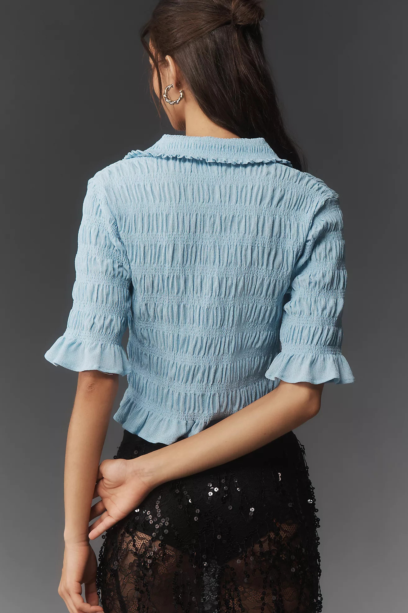 Maeve Smocked Button-Front Top | Anthropologie (US)