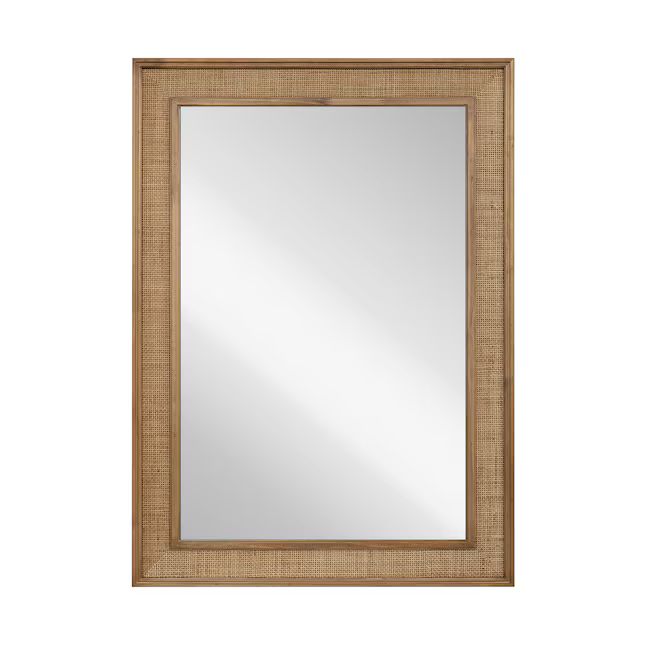 allen + roth 32-in W x 44-in H Natural Wood Polished Wall Mirror | Lowe's