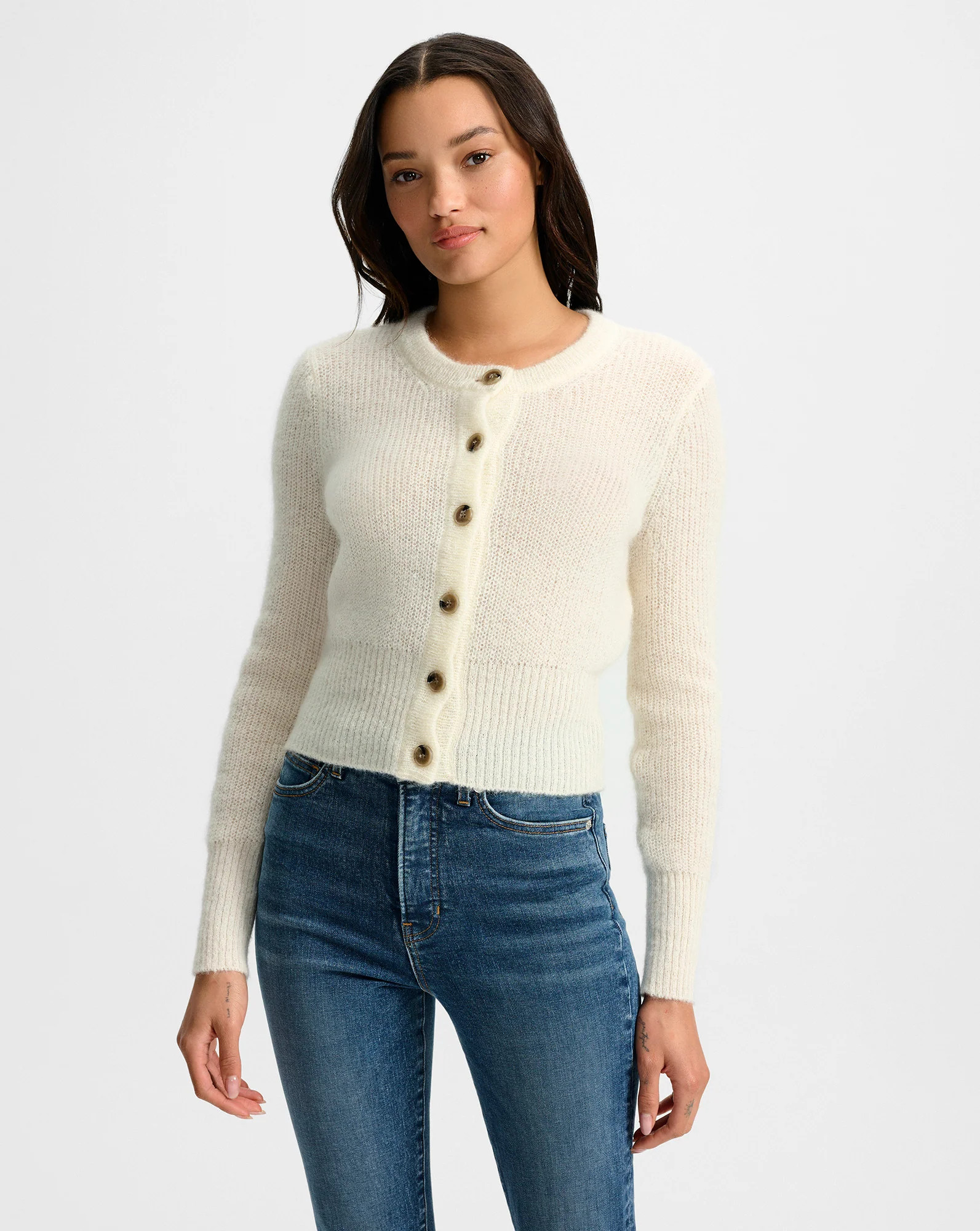 Veronica Beard Gilmour Mohair Cardigan Dove | Veronica Beard