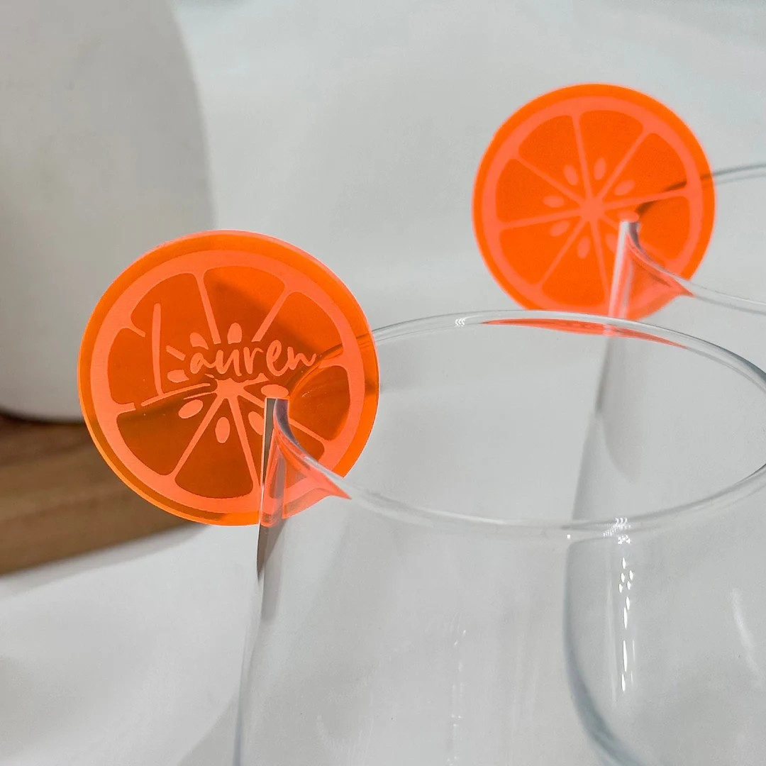 Aperol Spritz Acrylic Drink Tag Personalized Custom Place Champagne Cocktail Charm Lemon Orange W... | Etsy (US)