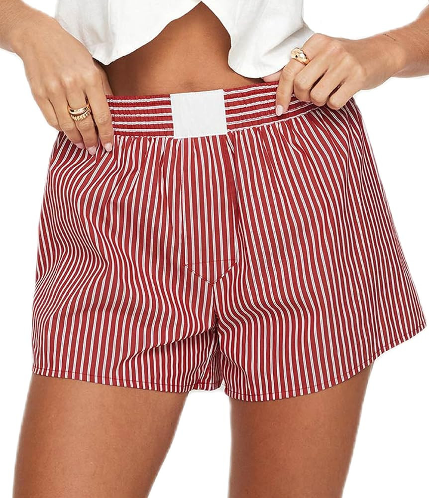NUFIWI Women Y2k Pajamas Shorts Striped Cute Pj Short Pants Gingham Lounge Shorts Sleep Bottoms E... | Amazon (US)