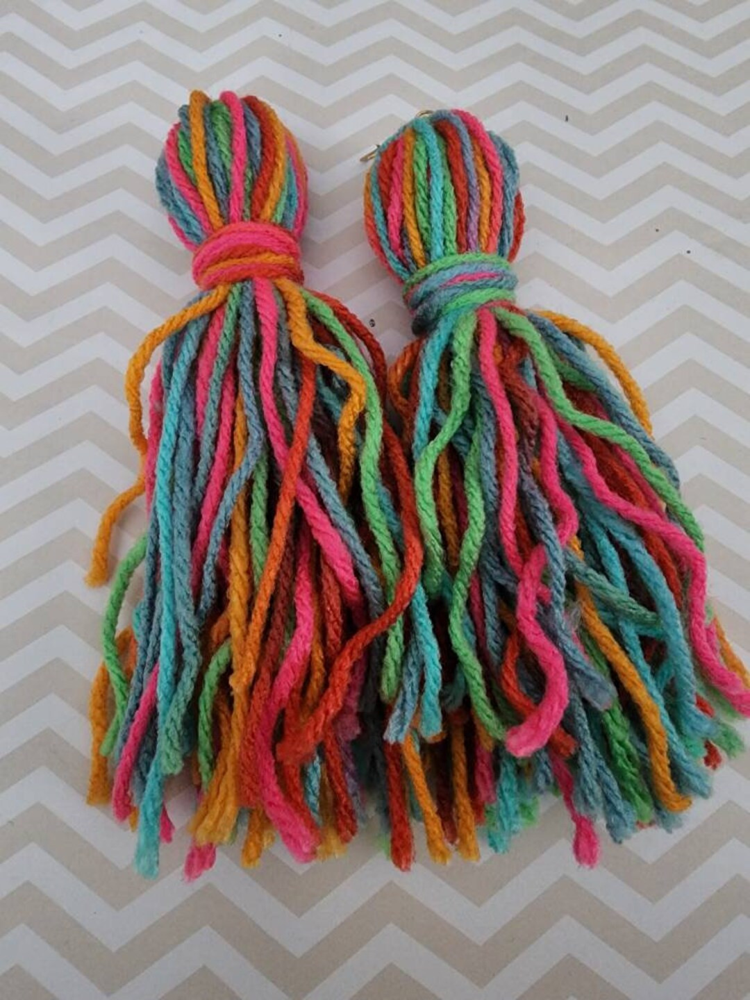 Yarn Tassel Earrings/colorful Earrings/fruity Brights Tassel - Etsy | Etsy (US)