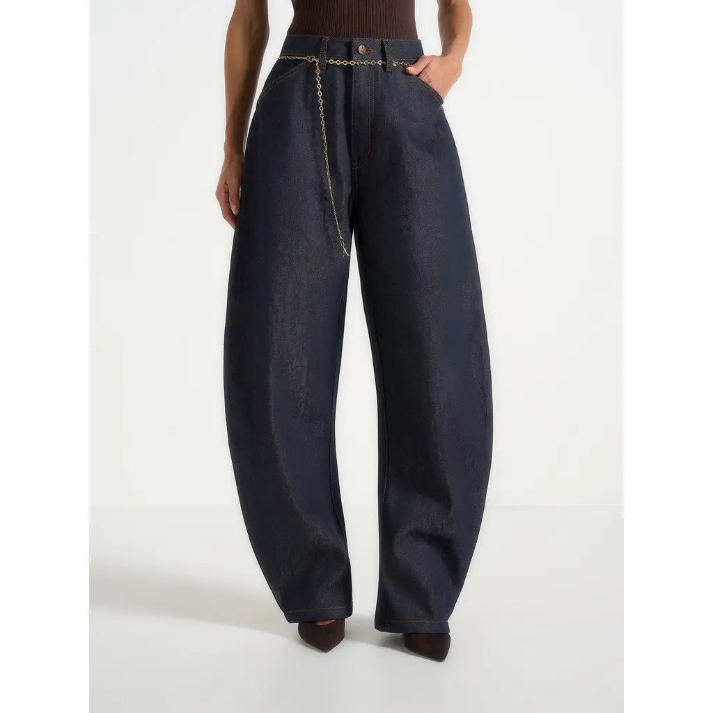 Manière De Voir Enora Hourglass Jean With Chain in Indigo at Nordstrom, Size 10 | Nordstrom