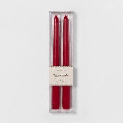 2pk 11" Unscented Dripless Taper Candle (Red) - Threshold™ | Target