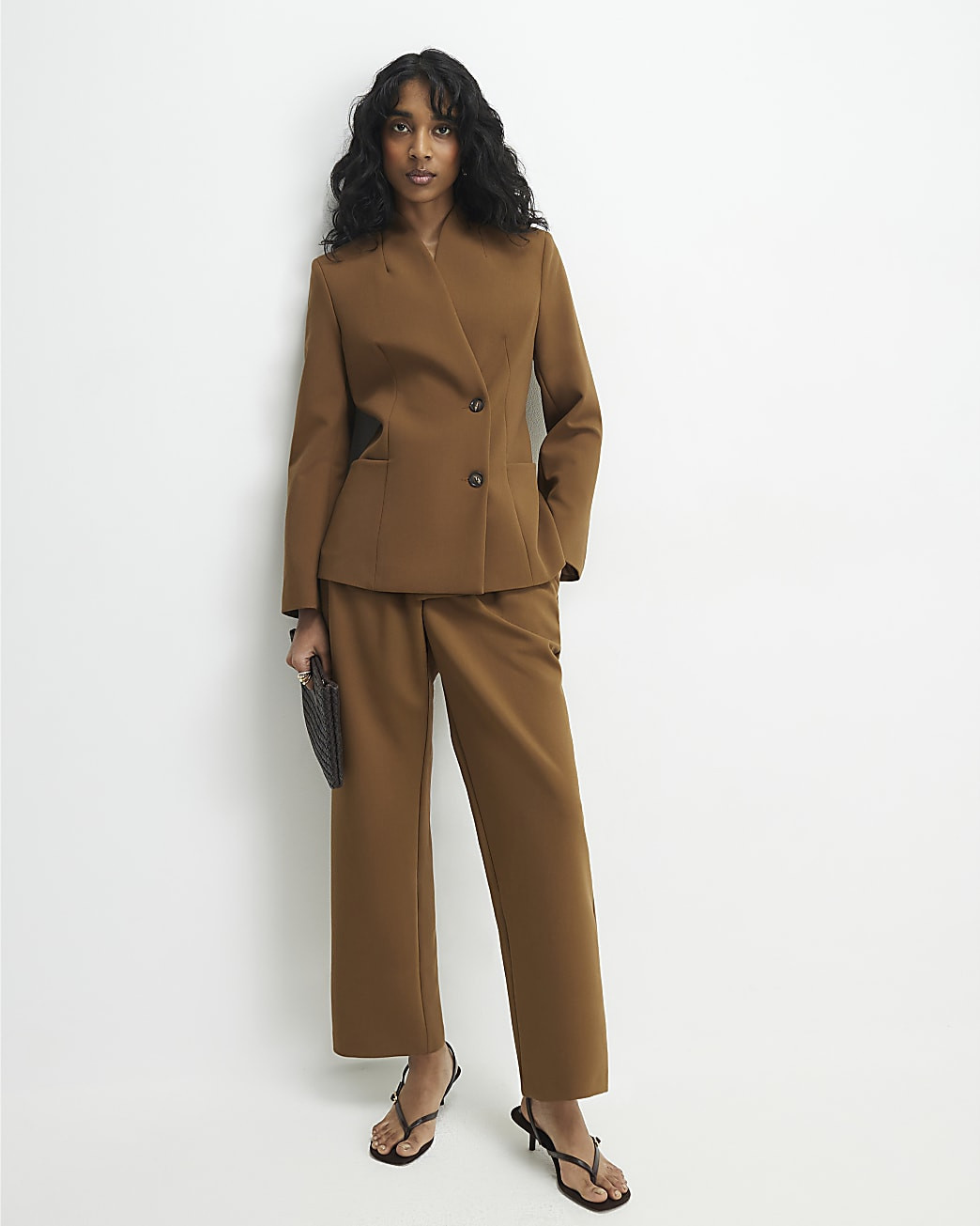 Brown Straight Leg Trousers | River Island UK & IE