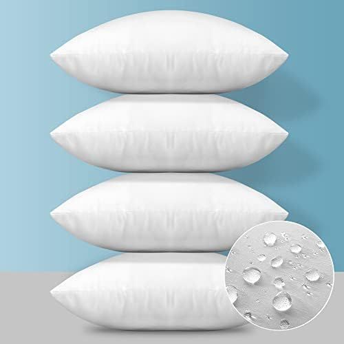 Fixwal 18x18 Inches Outdoor Pillow Inserts Set of 4, Waterproof Decorative Throw Pillows Insert, ... | Amazon (US)