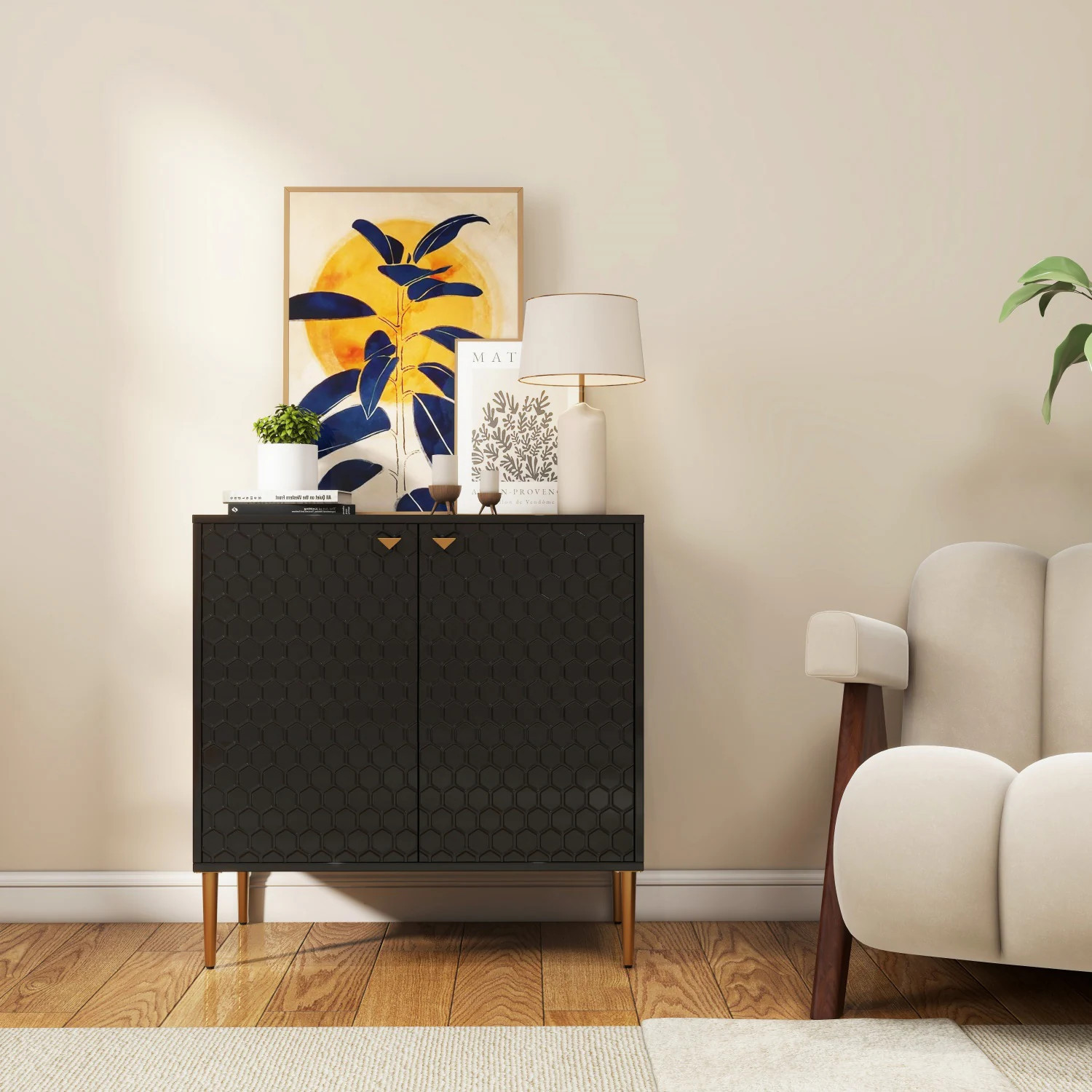 Mondawe 31.5-in W 2-Door Black Accent Cabinet | MO-JH-001-BK | Lowe's