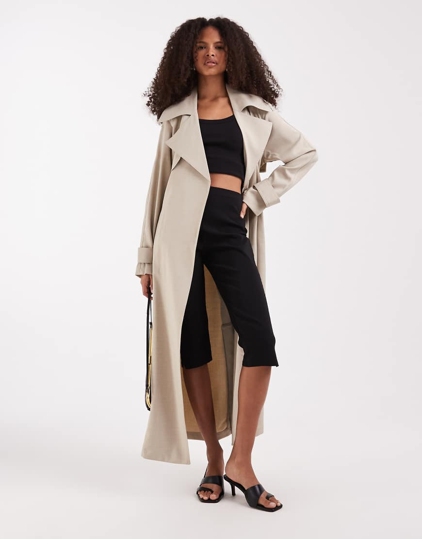 River Island longline trench coat in cream-White | ASOS (Global)