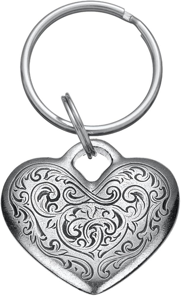 Danforth Florentine Heart Keychain – Handcrafted Pewter Love Keychain For Her – 1 ½” Tall, Made In U | Amazon (US)