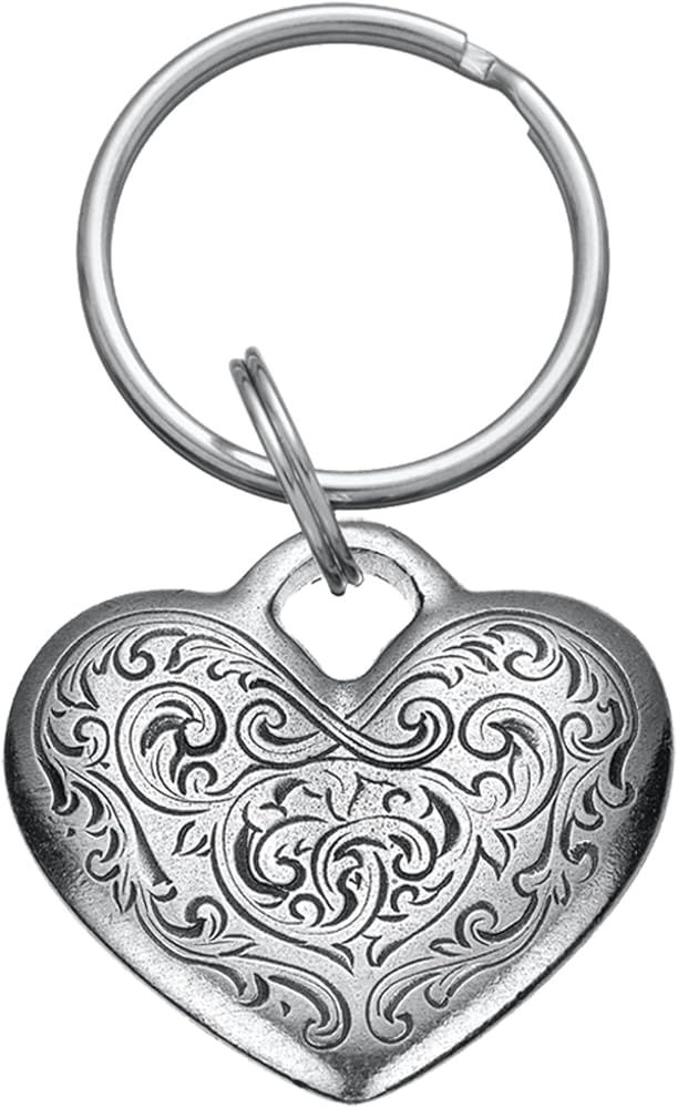 Danforth Florentine Heart Keychain – Handcrafted Pewter Love Keychain For Her – 1 ½” Tall, Made In U | Amazon (US)