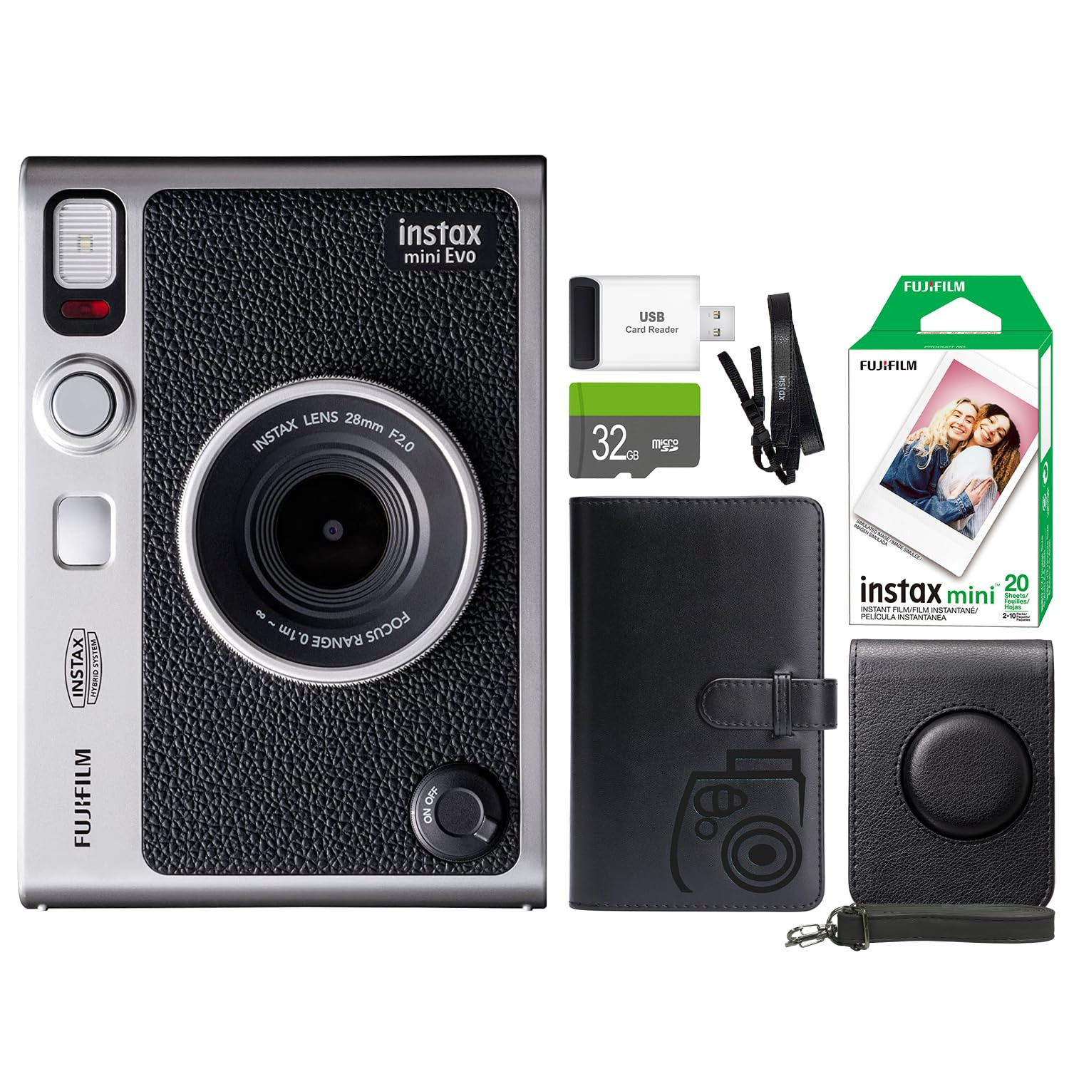 Amazon.com : FUJIFILM INSTAX Mini EVO Hybrid Instant Camera Black + Fuji Instax Film 20 Sheet + C... | Amazon (US)