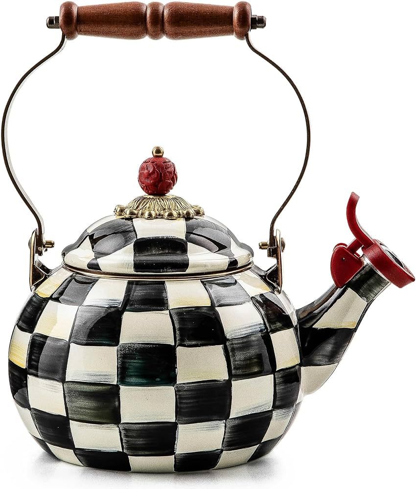 MacKenzie-Childs Courtly Check Enamel Whistling Tea Kettle, Decorative Teapot | Amazon (US)