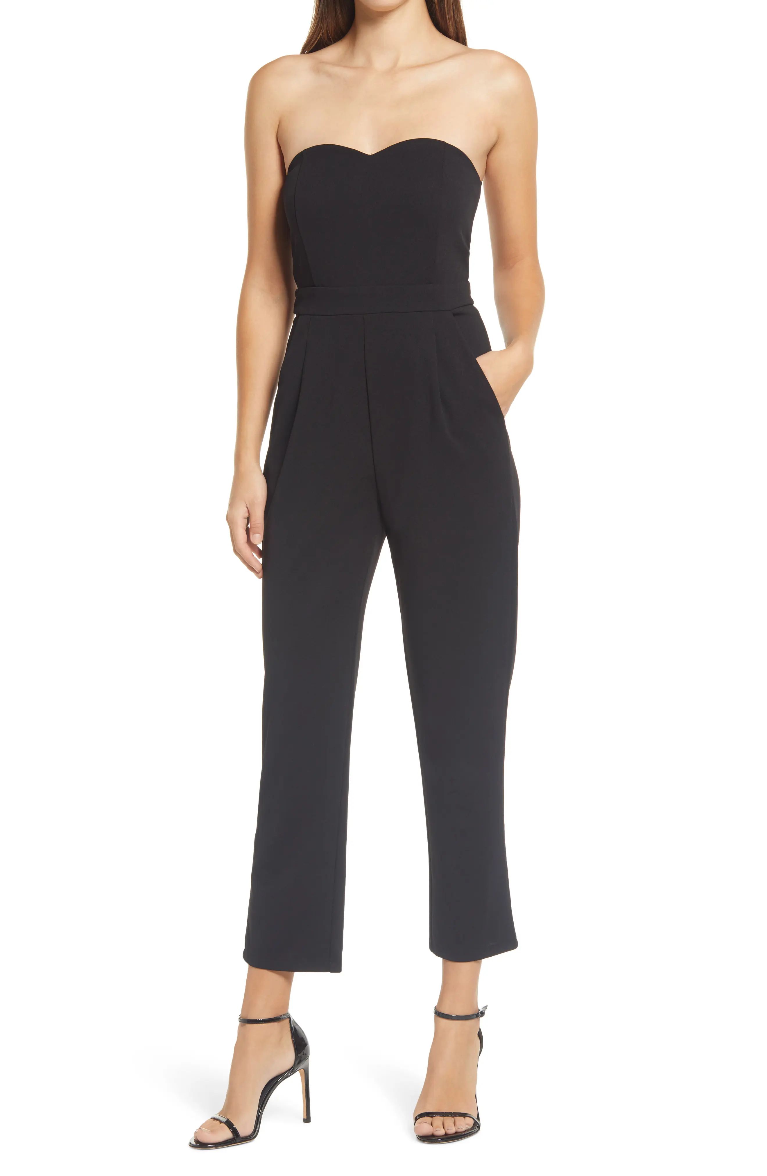 Women's Lulus Paint The Town Strapless Jumpsuit, Size Medium - Black | Nordstrom