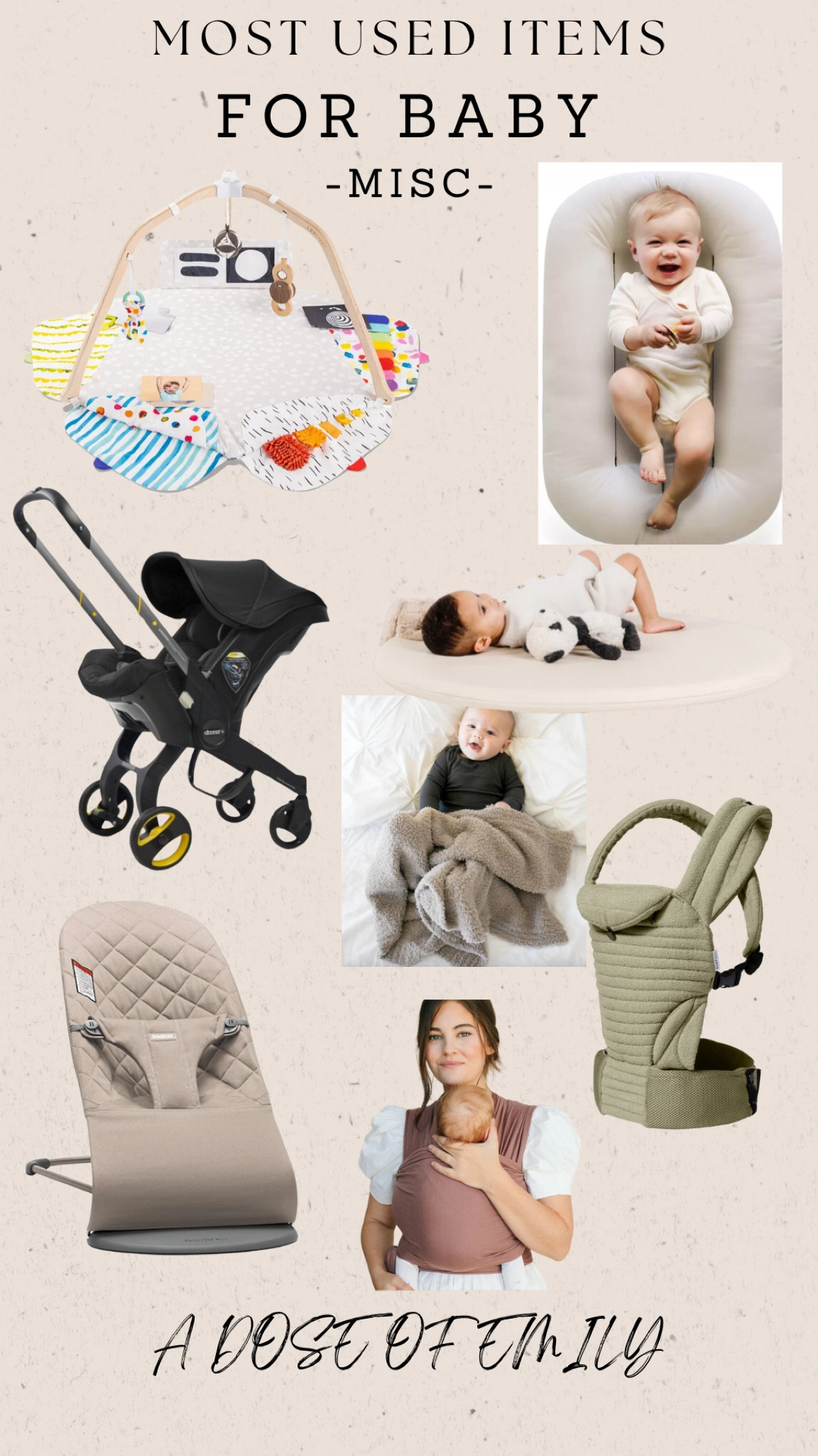 A few of my most used items for baby in the first 4-6weeks! 

Blanket is brand Saranoni and green carrier is the armadillo carrier from bumpsuit. Both are not linkable. 

#LTKbaby #LTKbump #LTKunder100