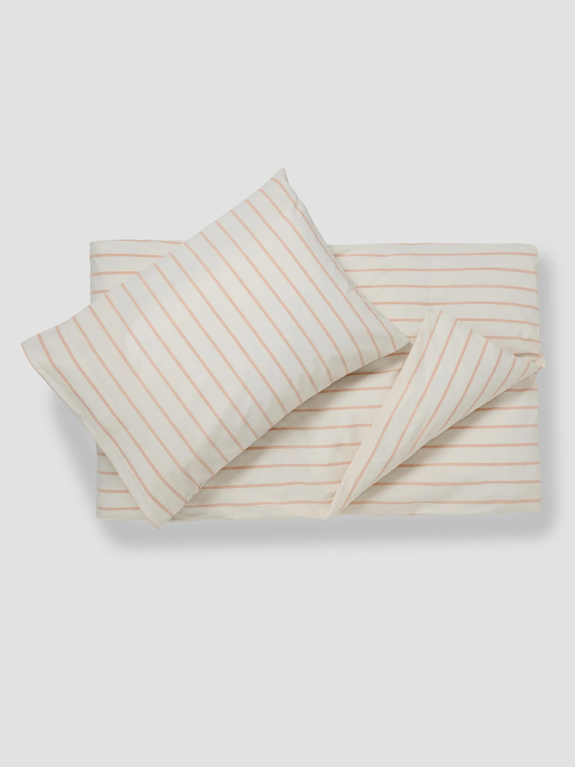Blush Pink Slumber Stripe Kids Cotton Bedding Set | Piglet