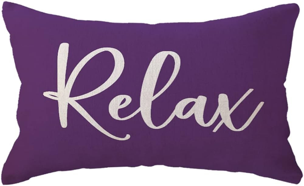 ULOVE LOVE YOURSELF Relax Lumbar Throw Pillow Case 12×20 Inch Housewarming Gifts Farmhouse Purpl... | Amazon (US)