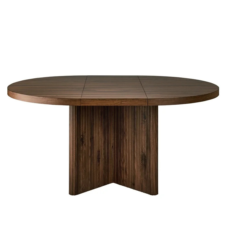 Better Homes & Gardens Lillian Fluted Round Expandable Dining Table, Walnut Finish | Walmart (US)