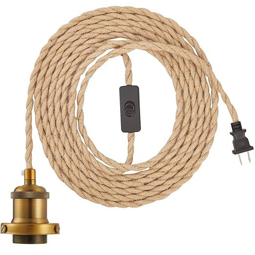 GNOLAK 15.4ft Pendant Light Cord Kit, Industrial Vintage Plug in E26 Socket Hanging Light with Sw... | Amazon (US)