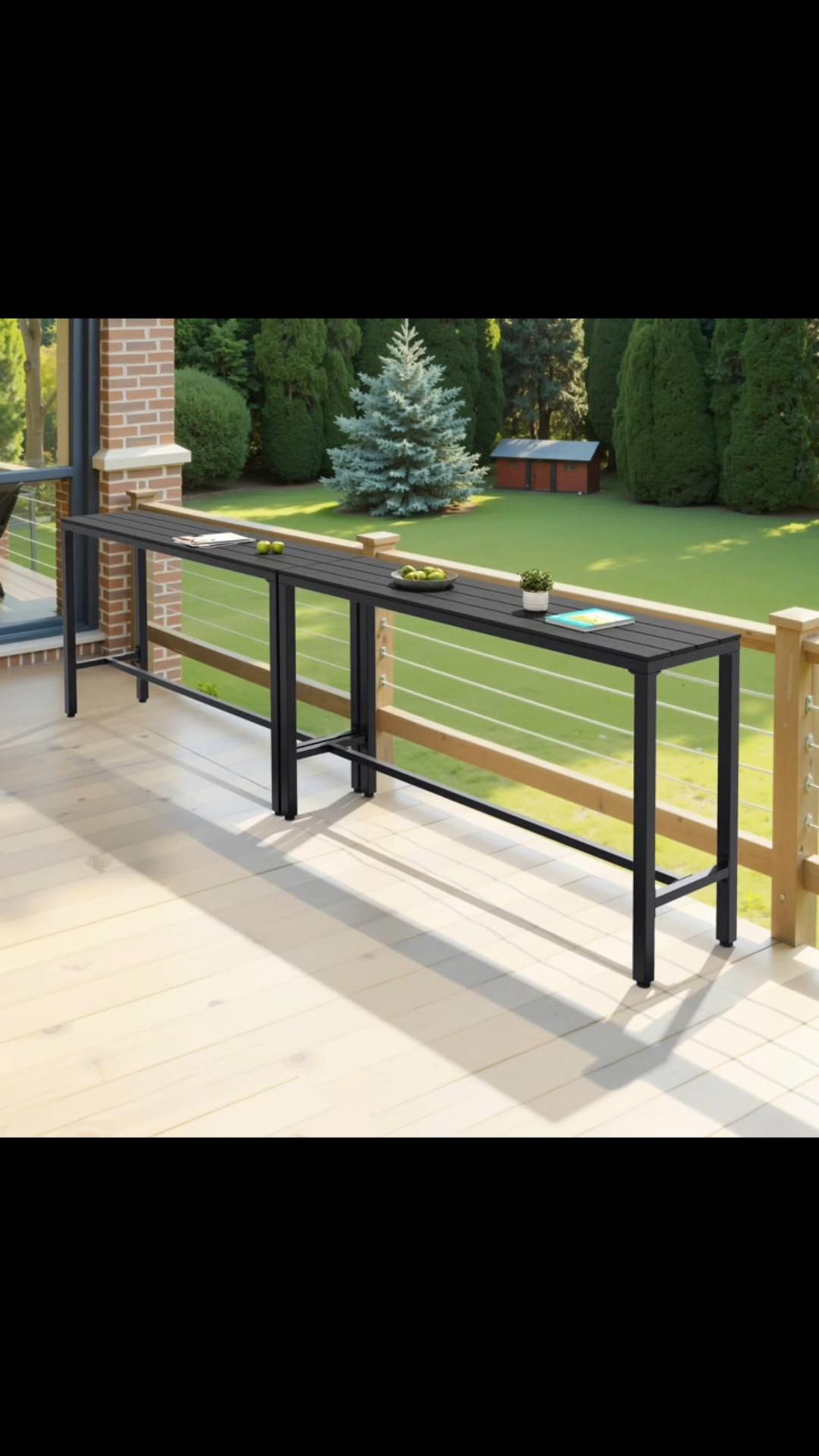 Rectangular Metal Outdoor Bar Table (Set of 2)