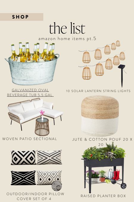 Amazon home: beverage tub, solar lights, patio sectional, jute pouf, outdoor pillows, planter box

#LTKhome