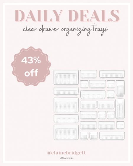 Clear drawer organizing trays - 25 piece on sale!

Acrylic drawer organizers, clear plastic containers, drawer organization, home organization, bathroom organization, Amazon home, Amazon daily deals

#LTKhome #LTKfindsunder50 #LTKbeauty