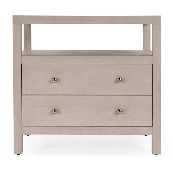 Celine Antique Taupe Two Drawer Wide Nightstand | Bellacor