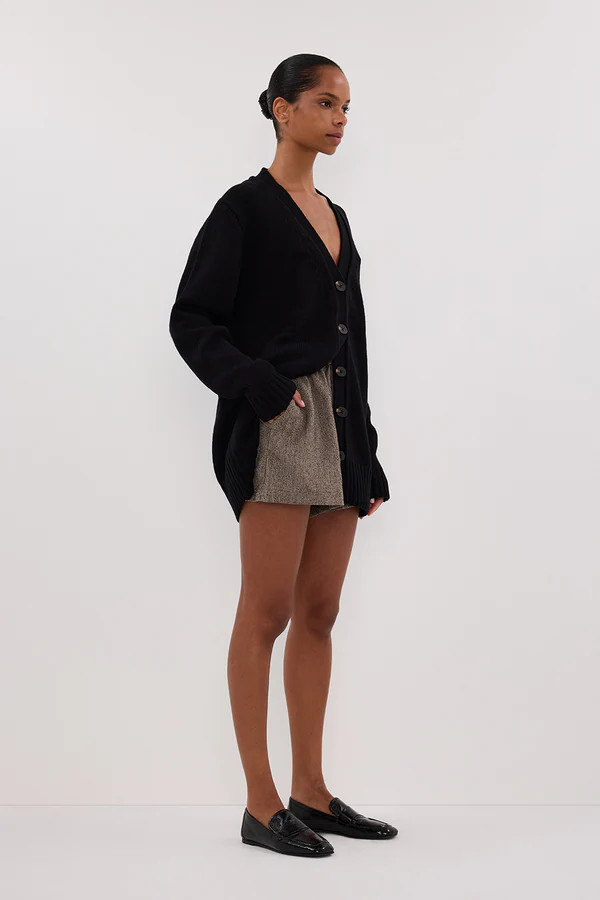 ZOE BLACK LONGLINE CARDIGAN | DISSH