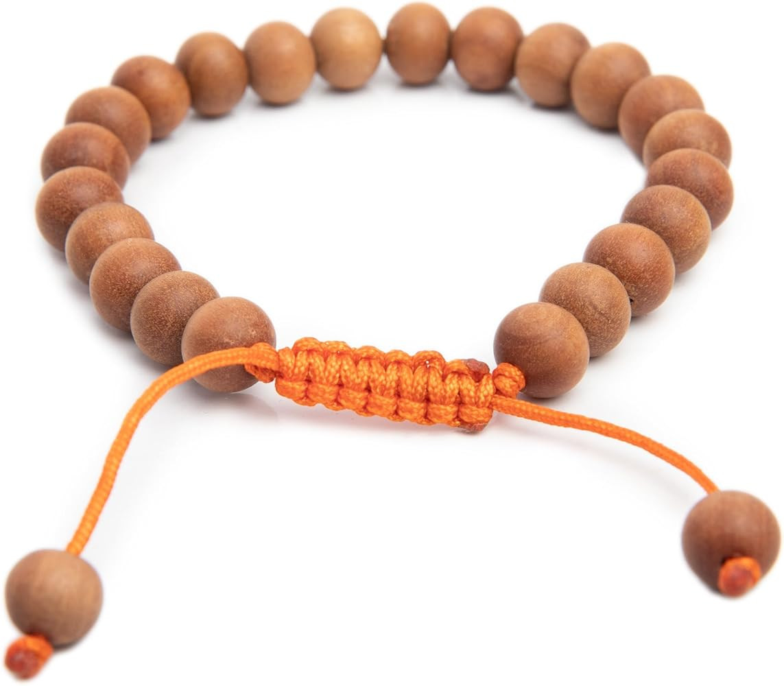 Adjustable Wooden Beaded Bracelet - Tibetan Sandalwood Wrist Mala Bracelet for Meditation - Handm... | Amazon (US)