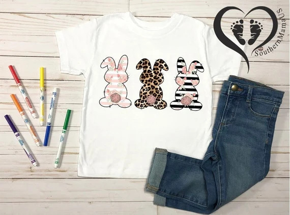 Kids Easter T-shirt Cute Bunny Design for Boys or Girls | Etsy | Etsy (US)