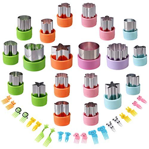 Vegetable Cutters Shapes Set, 20pcs Stainless Steel Mini Cookie Cutters, Vegetable Cutter and Fru... | Amazon (US)