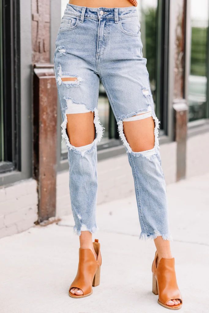 Happening Now Light Wash Distressed Jeans | The Mint Julep Boutique