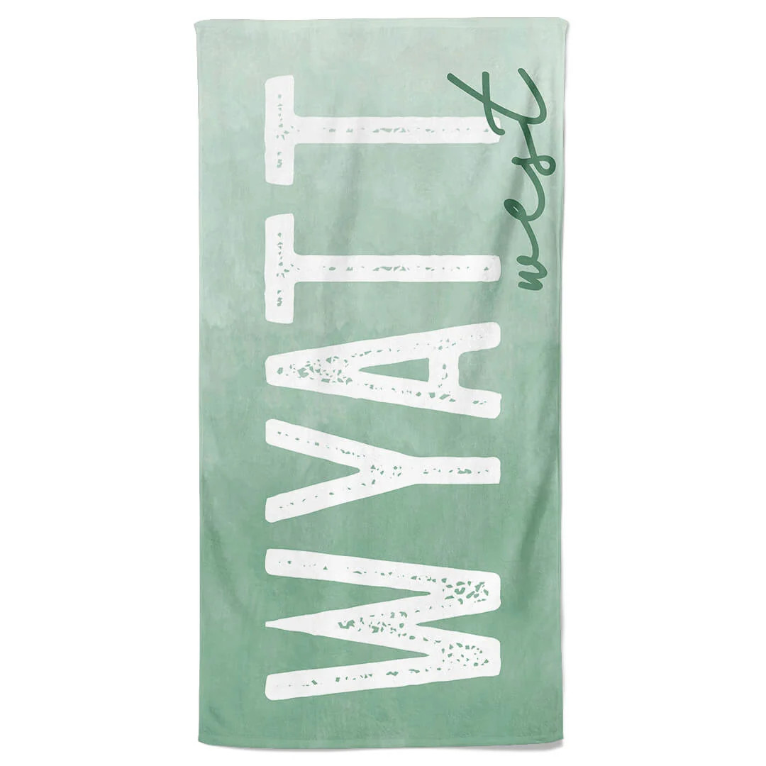 Green Ombre Personalized Kids Beach Towel | Caden Lane