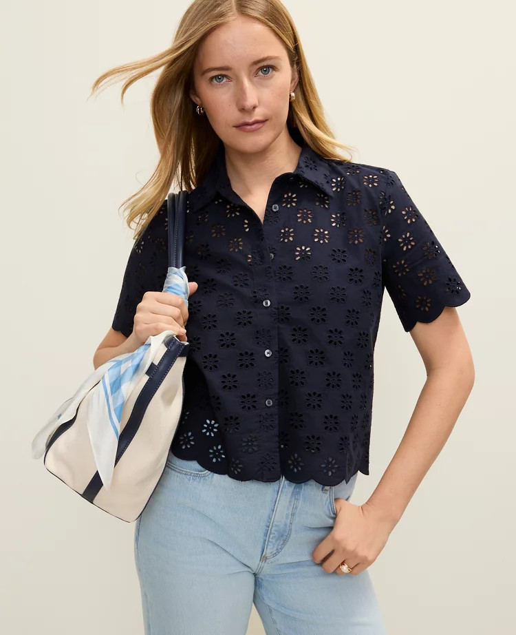 Petite Eyelet Blouse | Ann Taylor