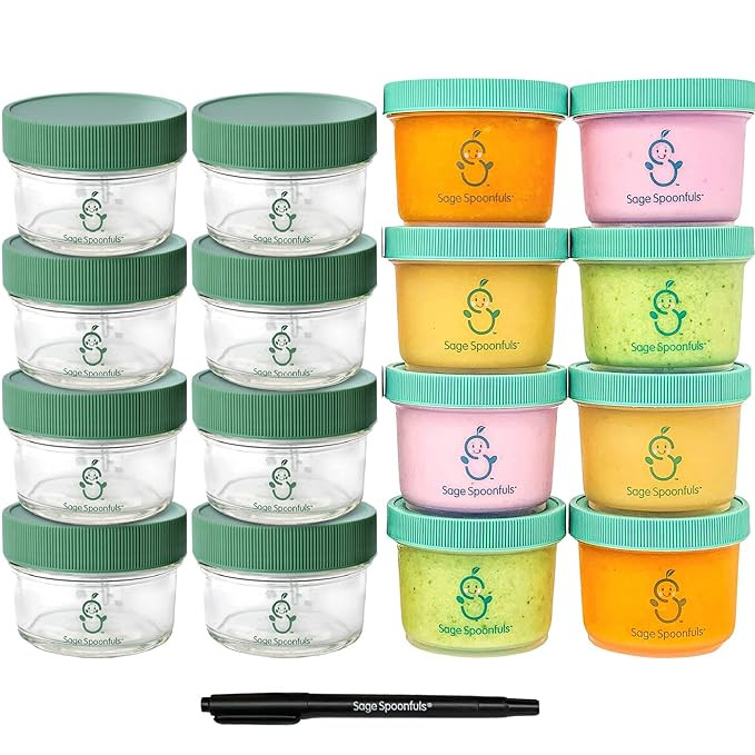 Sage Spoonfuls Baby Food Containers, 16-Pack, 4 Ounce Reusable Baby Food Jars with Airtight Lids,... | Amazon (US)