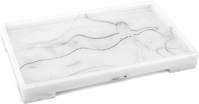 Luxspire Vanity Tray, Toilet Tank Storage Tray, Resin Bathtub Tray Bathroom Tray Marble Pattern T... | Amazon (US)