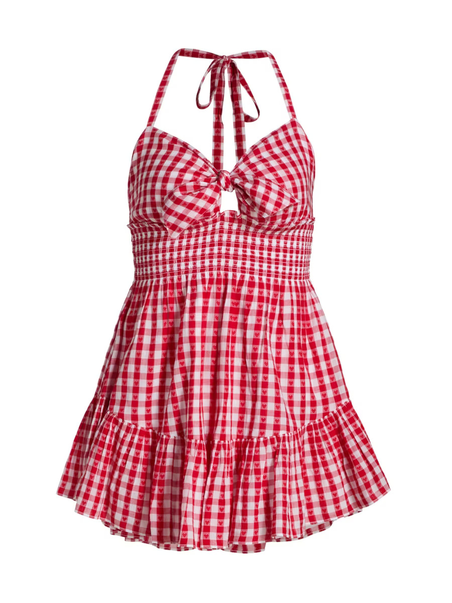 LoveShackFancy Trishelle Gingham Minidress | Saks Fifth Avenue | Saks Fifth Avenue