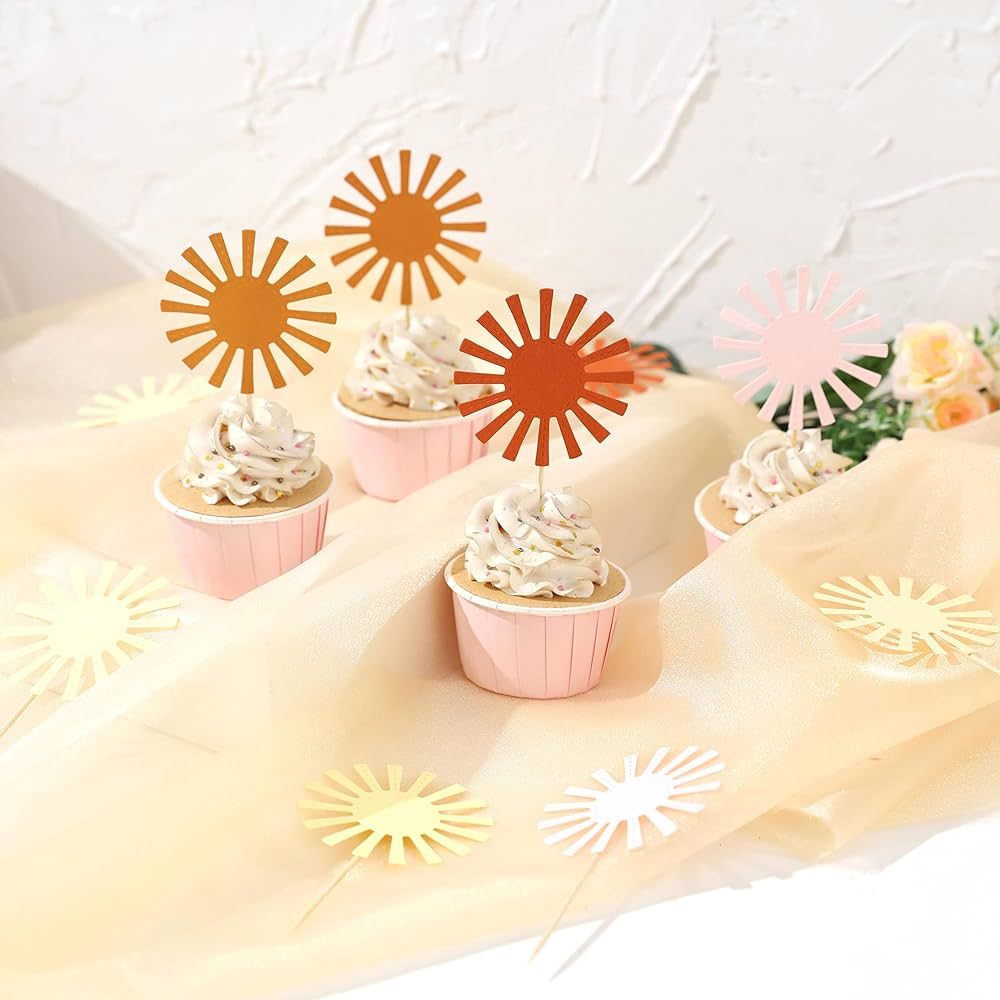 Little Sun Cupcake Toppers - You Are My Sunshine First Birthday Decoration, 10 Pcs Baby Shower Cu... | Amazon (US)
