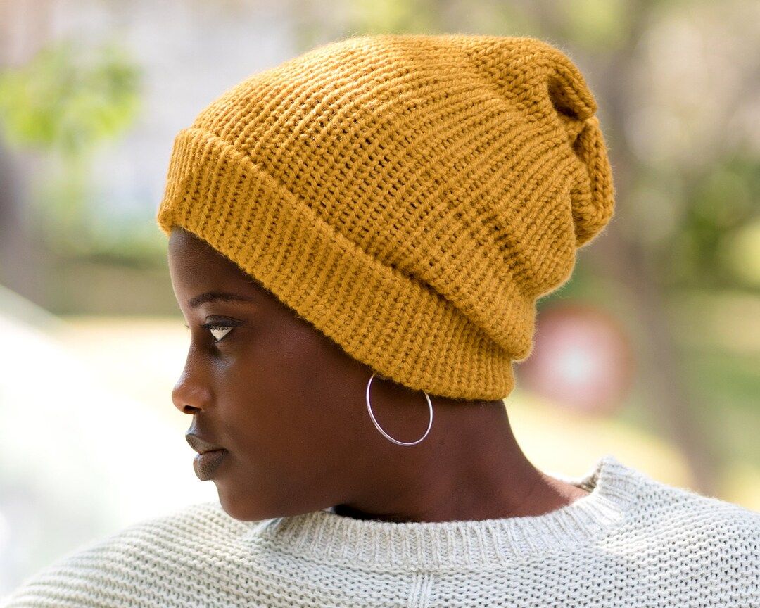 Honeycomb Satin Lined Knit Beanie Yellow - Etsy | Etsy (US)