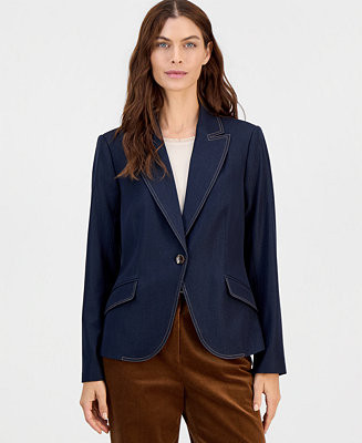 Women's Denim Single-Button Blazer | Macy's