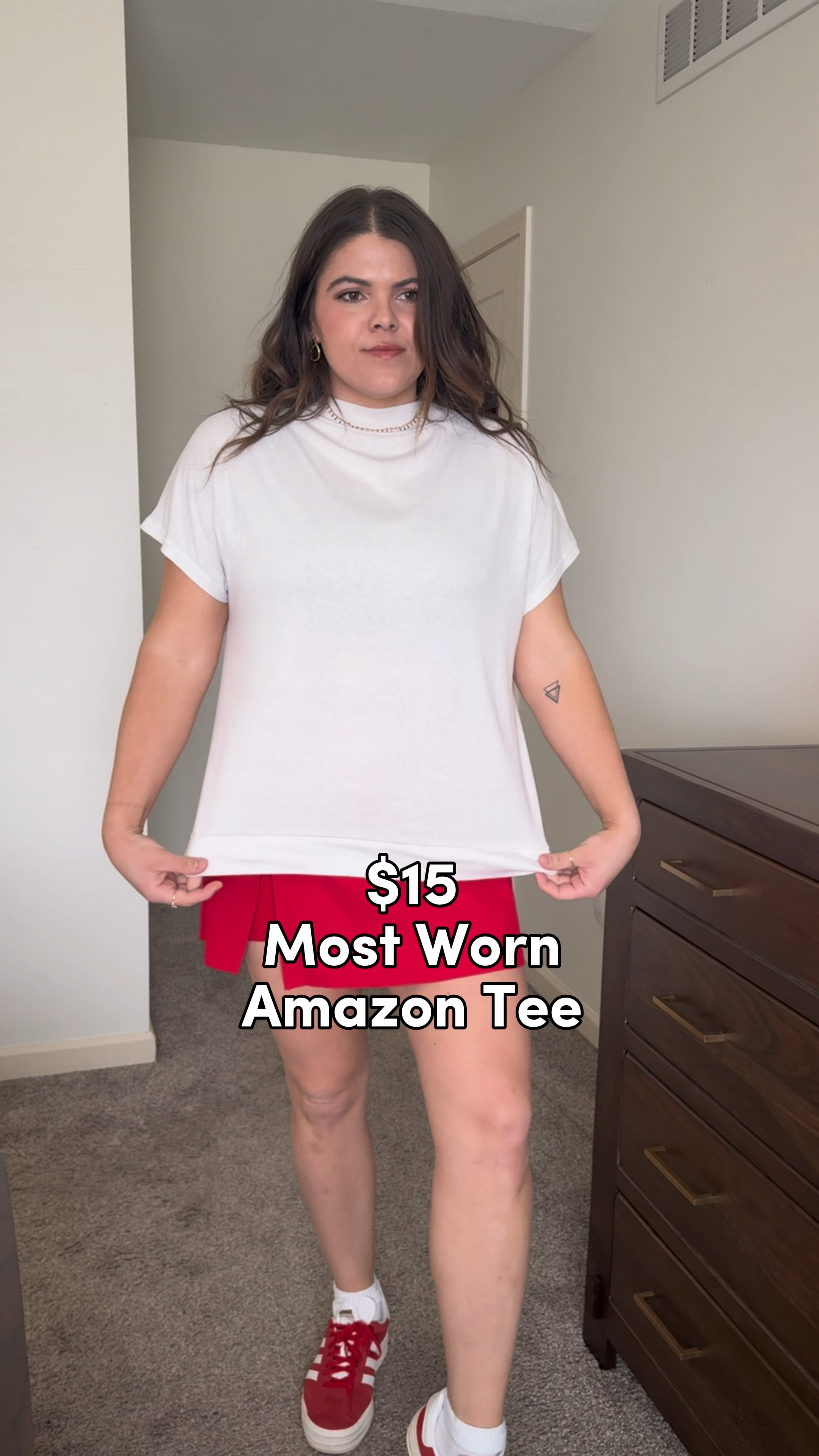 Staples you’ll be able to wear over and over 👏🏼 this shirt is one of my most worn, I have it in 3 colors. You’ll love the neckline, the sleeve length, and the overall length of the tee! I purchase xl for oversized. 

Red skort size xl code unfilteredlifexspanx for $ off
White pants democracy size 12
Blue jeans size 12(31) Madewell midrise

Midsize outfit, midsize fashion, midsize style, spring outfit, white jeans, Amazon shirt, casual outfits, date night outfits, spring teacher outfits, size 12, size 14 

#LTKfindsunder50 #LTKsalealert #LTKmidsize