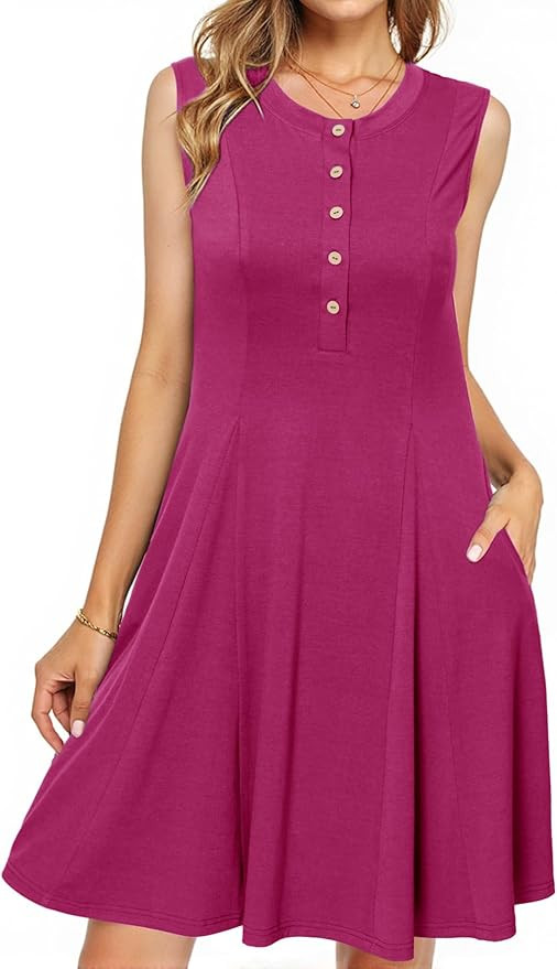 Simplee Womens 2025 Summer Mini Dress - Casual Sleeveless Button Down Vacation Short Sundress wit... | Amazon (US)
