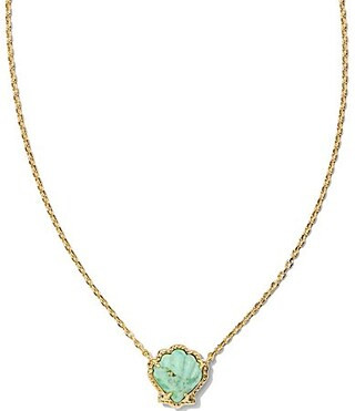 Kendra Scott Brynne Shell 14k Gold Vermeil Short Pendant Necklace - Gold Sea Green Chrysocolla | Dillard's