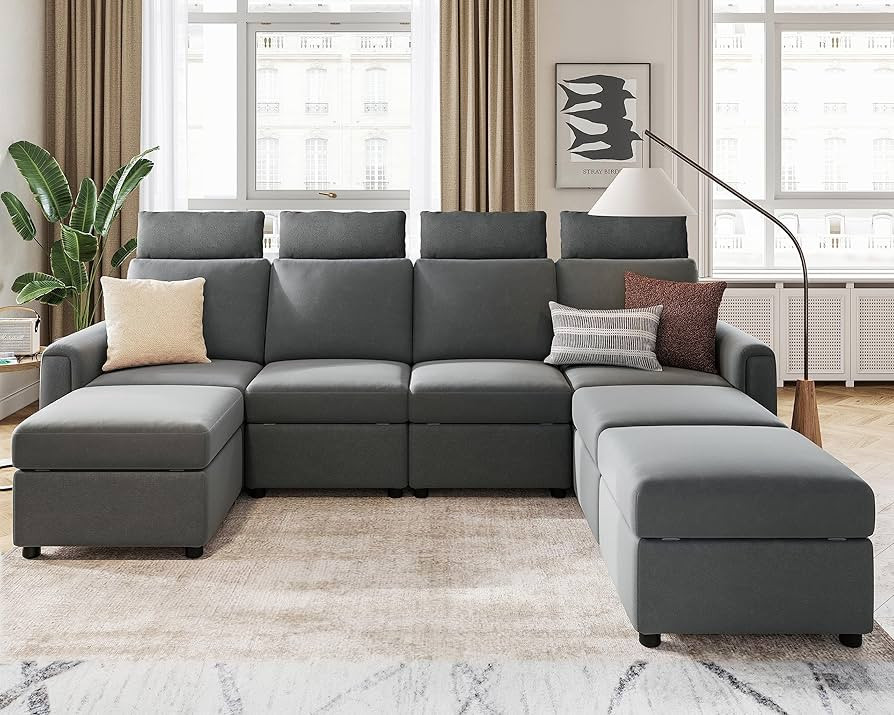 LINSY HOME Modular Sectional Sofa, Upgraded High Back Sectional Couch with 4 Headrests, U Shaped ... | Amazon (US)