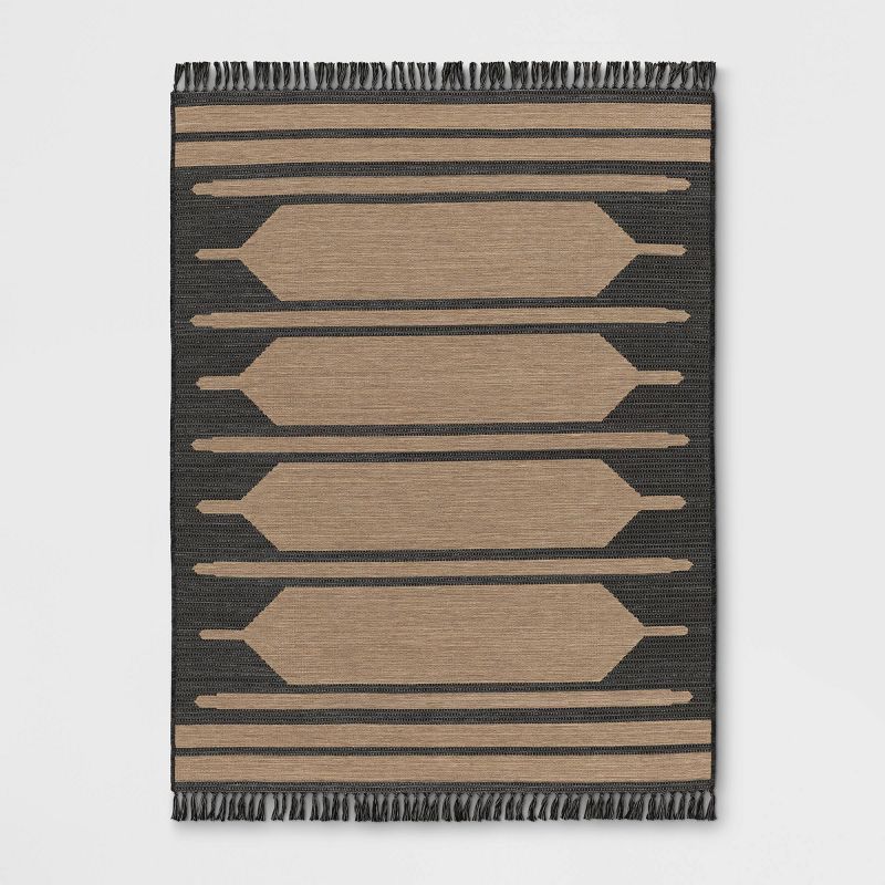 5'x7' Desert Stripe Outdoor Rug Tan/Black - Threshold™ | Target